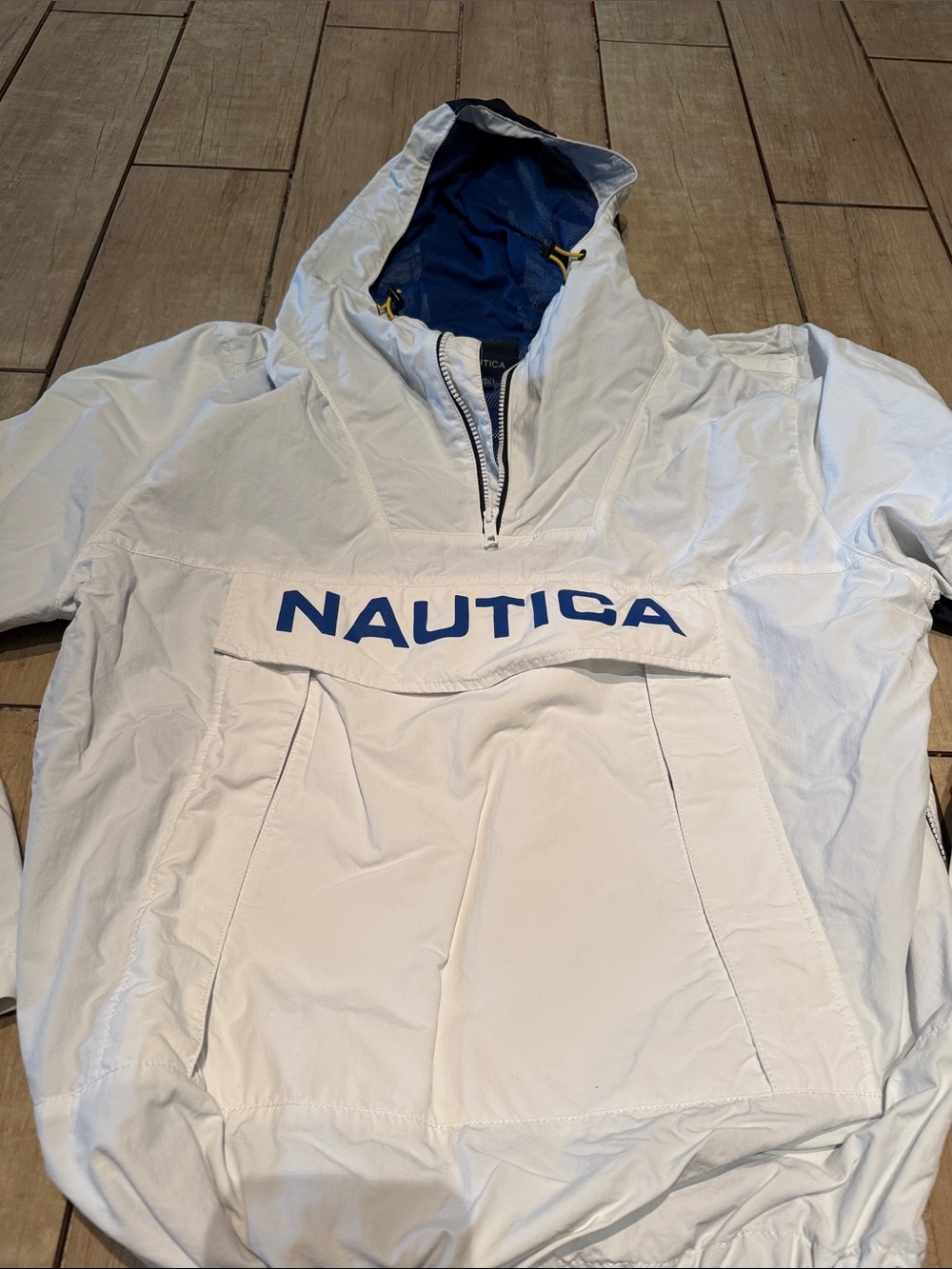 Nautica White and Navy Pullover Windbreaker Jacket - Picture 2 of 5
